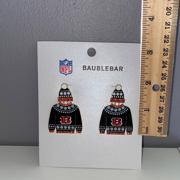BAUBLEBAR Cincinnati Bengals Christmas Sweater Hat Pierced Earrings - Picture 5 of 7
